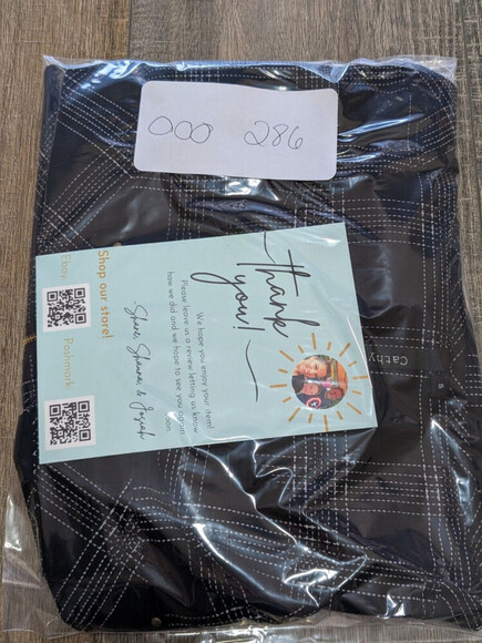 CATHY Top Womens Small Black 3/4 Sleeve Casual Button Down Blouse Pockets - Picture 9 of 9